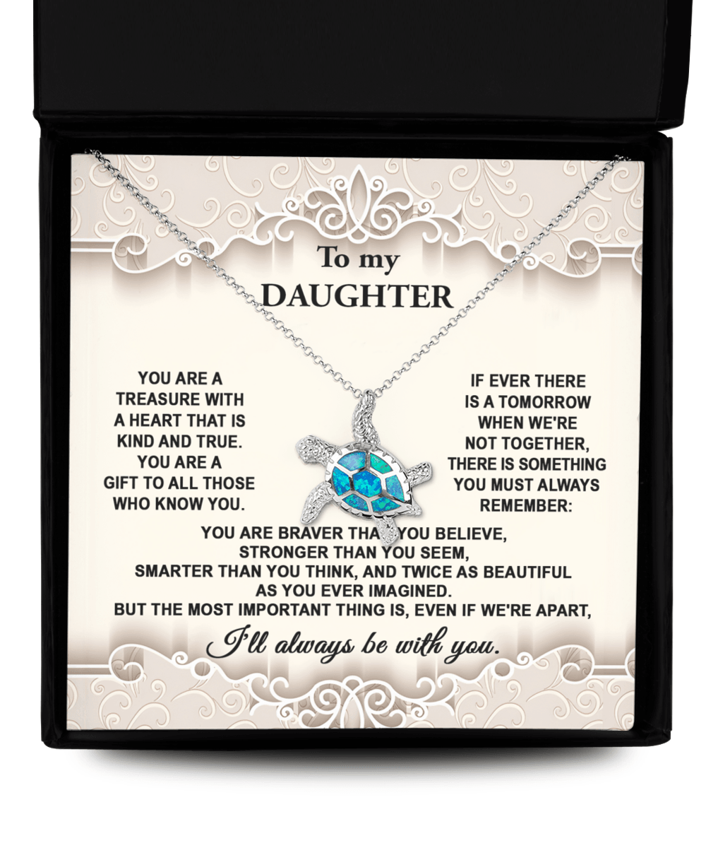 Daughter You Are A Treasure Birthday Graduation Opal Sea Turtle Pendant Necklace Gift - Mallard Moon Gift Shop