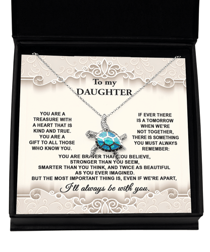 Daughter You Are A Treasure Birthday Graduation Opal Sea Turtle Pendant Necklace Gift - Mallard Moon Gift Shop