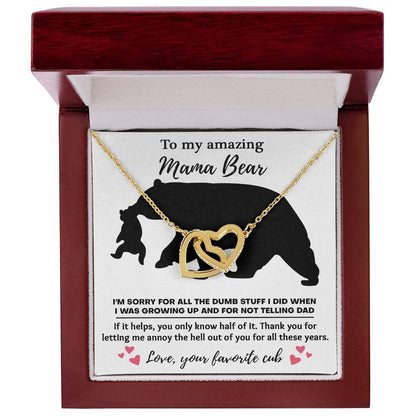Dear Mom Thanks for Not Telling Dad Interlocking Hearts Necklace - Mallard Moon Gift Shop