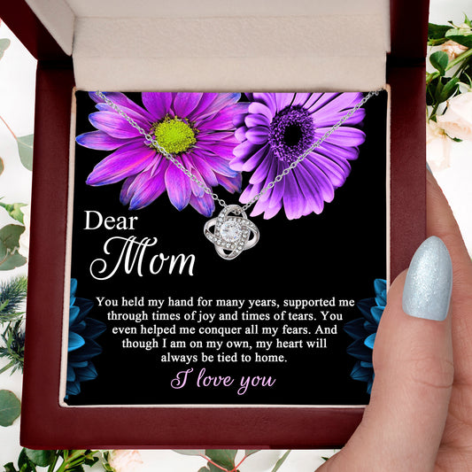Dear Mom You Held My Hand Through the Years Love Knot Necklace