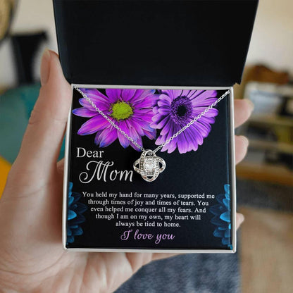 Dear Mom You Held My Hand Through the Years Love Knot Necklace