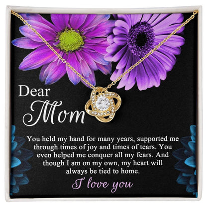 Dear Mom You Held My Hand Through the Years Love Knot Necklace - Mallard Moon Gift Shop