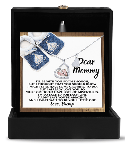 Dear Mommy I Already Love You Pregnancy Baby Feet Charm Necklace Gift for New Mom - Mallard Moon Gift Shop