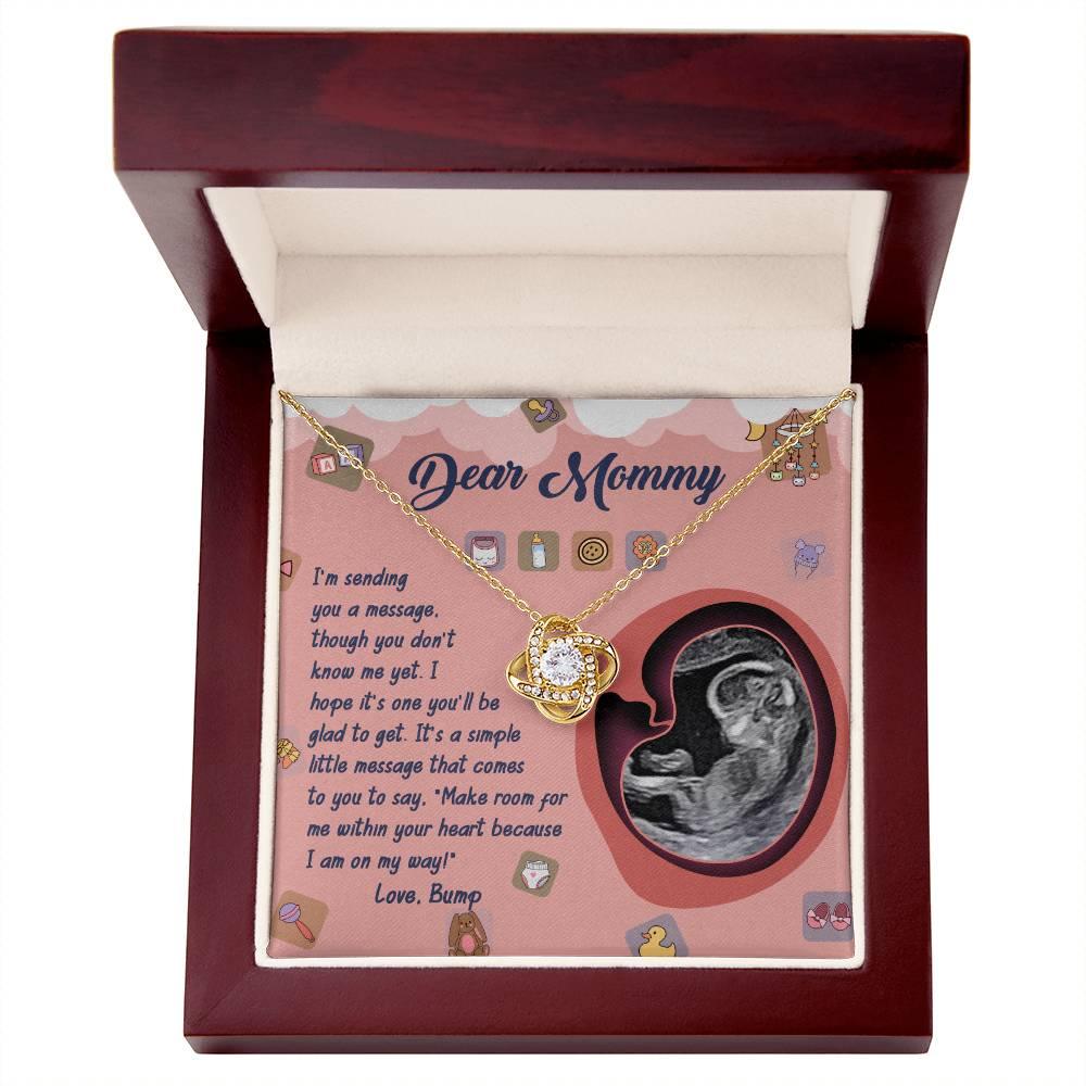Dear Mommy To Be I Am On My Way - Love Knot Necklace - Mallard Moon Gift Shop
