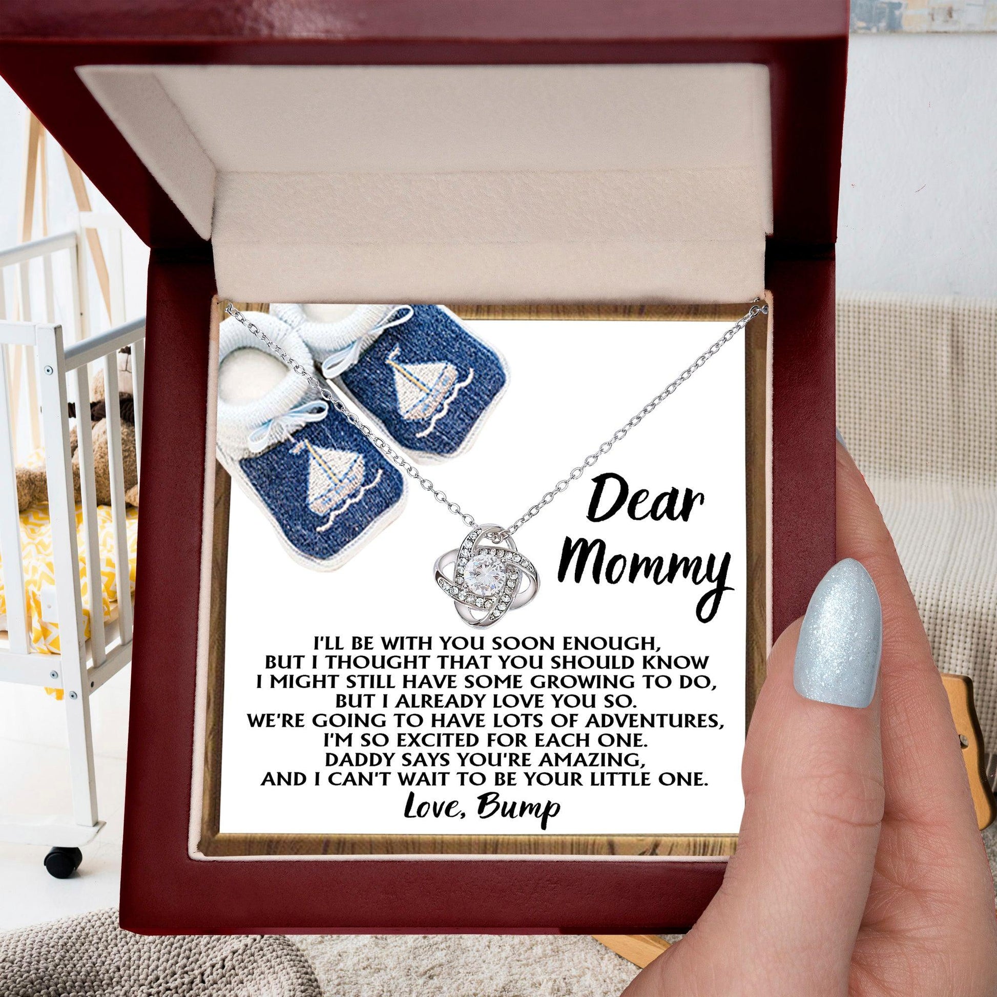 Dear Mommy-To-Be You're Amazing and I Can't Wait - Love Knot Necklace - Mallard Moon Gift Shop