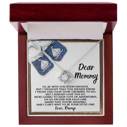 Dear Mommy-To-Be You're Amazing and I Can't Wait - Love Knot Necklace - Mallard Moon Gift Shop