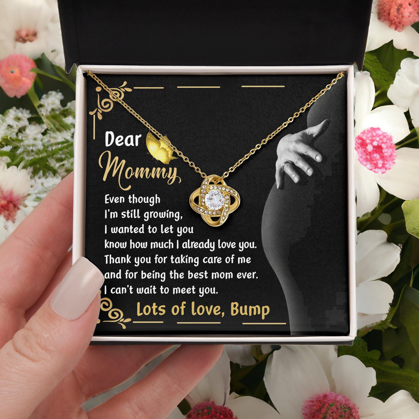 Dear Mommy You are the Best Mom Ever Lots of Love the from the Bump - Love Knot Necklace - Mallard Moon Gift Shop