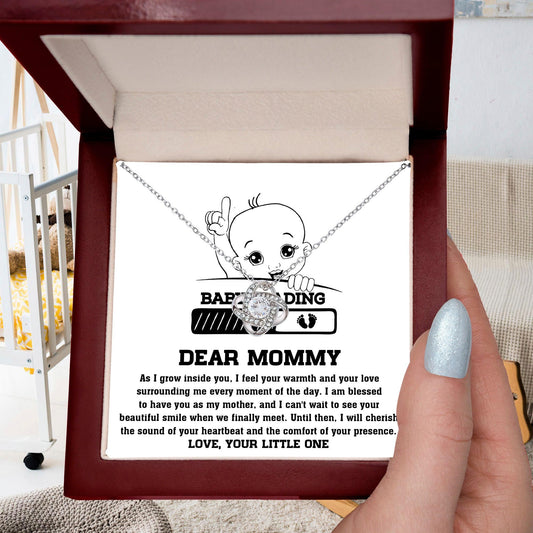 Dear Mommy Your Little One Can't Wait to See your Smile - Love Knot Necklace - Mallard Moon Gift Shop