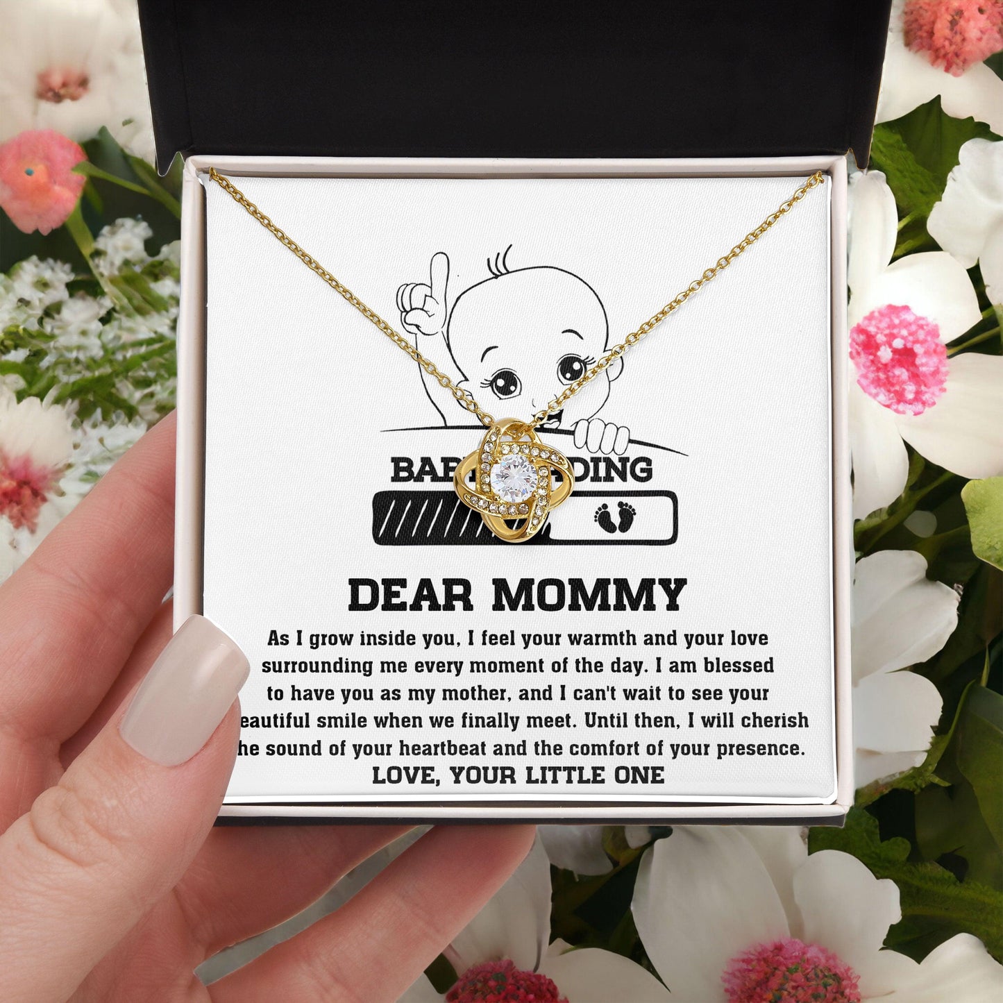 Dear Mommy Your Little One Can't Wait to See your Smile - Love Knot Necklace - Mallard Moon Gift Shop