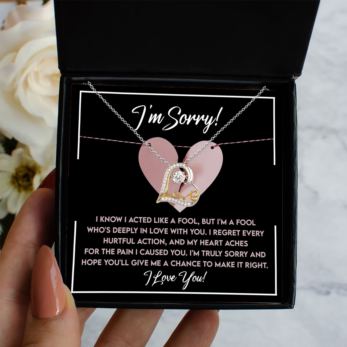 Apology Gift for Girlfriend, Wife, Soulmate - Sorry, Deeply In Love - Love Dancing Heart Pendant Necklace