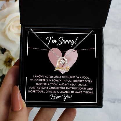 Apology Gift for Girlfriend, Wife, Soulmate - Sorry, Deeply In Love - Love Dancing Heart Pendant Necklace