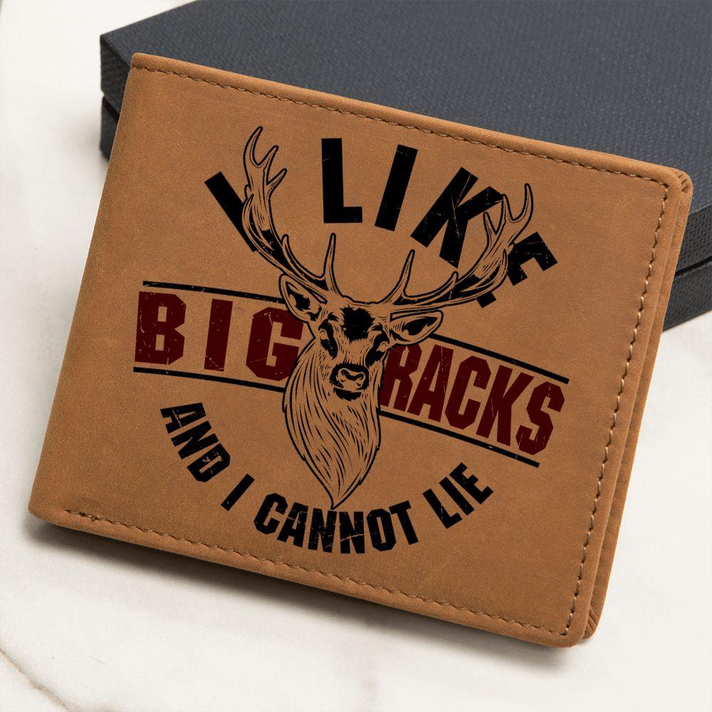 Deer Hunter Gift I Like Big Racks Leather Wallet - Mallard Moon Gift Shop