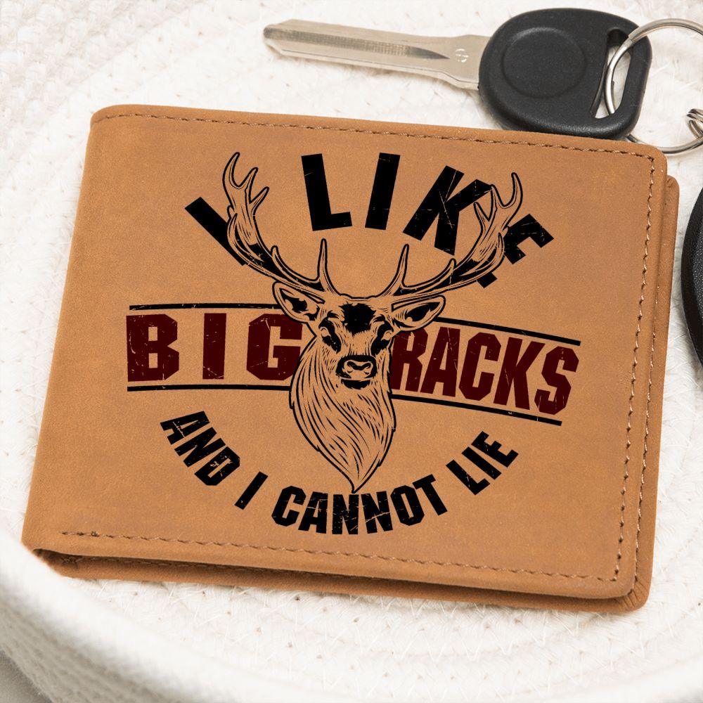 Deer Hunter Gift I Like Big Racks Leather Wallet - Mallard Moon Gift Shop