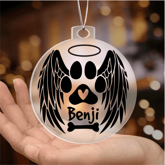 Dog Angel Personalized Pet Memorial Acrylic Keepsake Ornament - Mallard Moon Gift Shop