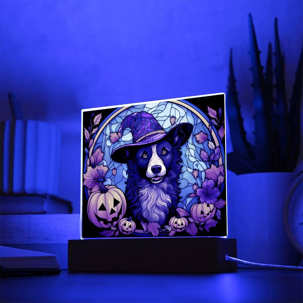 Dog Halloween Portrait Stained Glass Acrylic Plaque - Mallard Moon Gift Shop