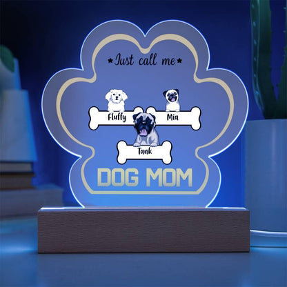 Dog Mom Personalized Paw Print Acrylic Plaque - Mallard Moon Gift Shop