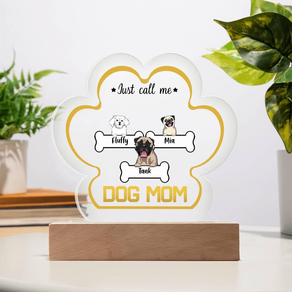 Dog Mom Personalized Paw Print Acrylic Plaque - Mallard Moon Gift Shop