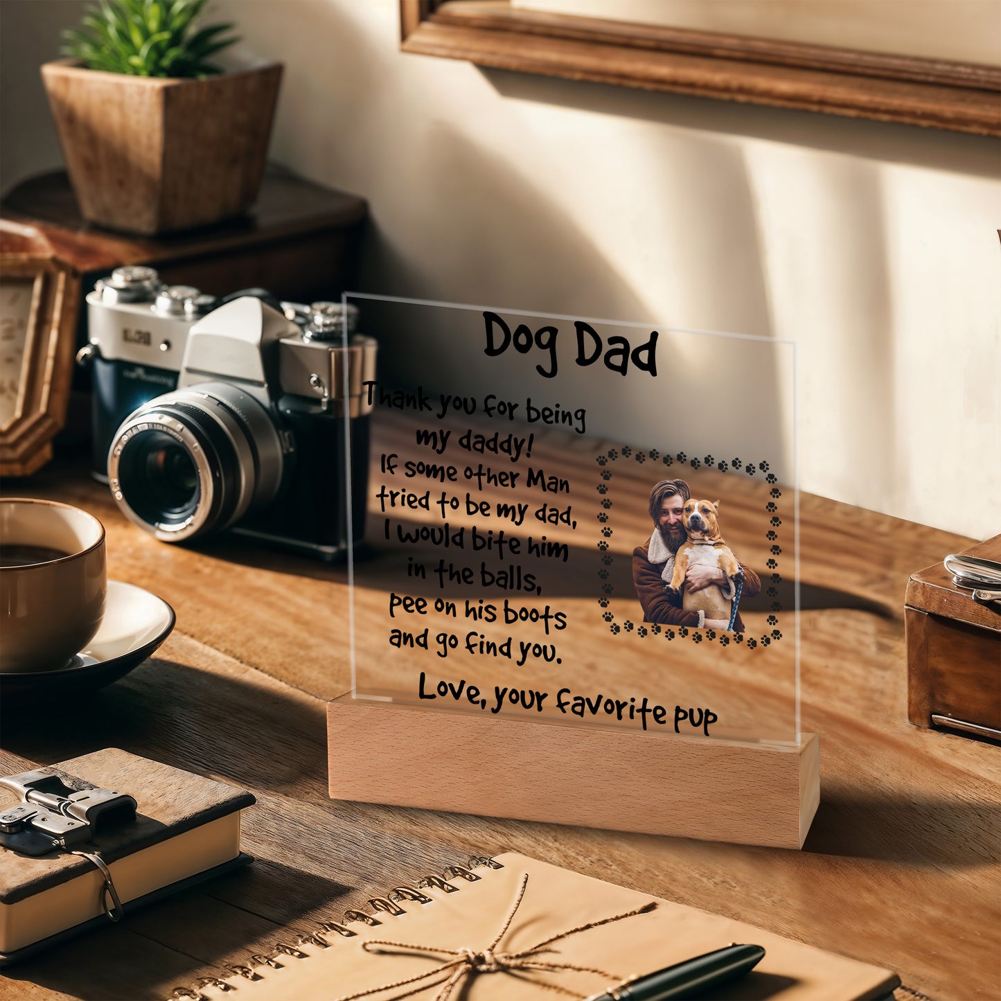 Gift for Dog Dad Custom Photo Upload Acrylic Plaque