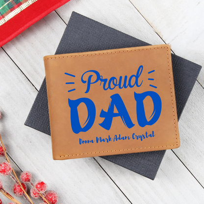 Proud Dad Custom Printed Leather Wallet