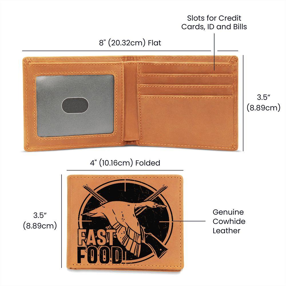 Duck Hunter Fast Food Leather Wallet - Mallard Moon Gift Shop