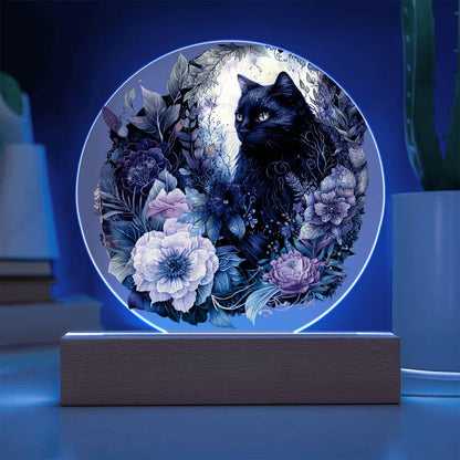 Eerie Feline Shadow: Spooky Acrylic Decor - Mallard Moon Gift Shop
