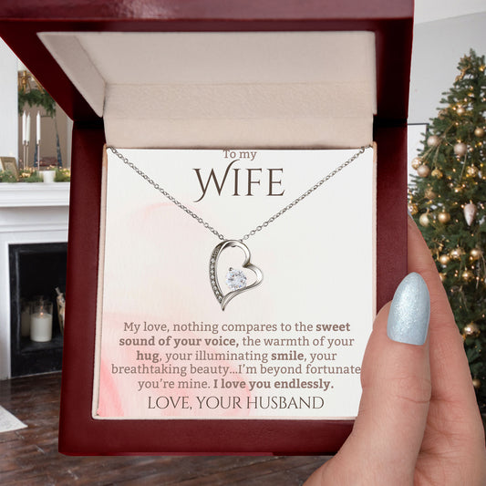 To My Wife - I Love You Endlessly - Forever Love Heart Pendant Necklace
