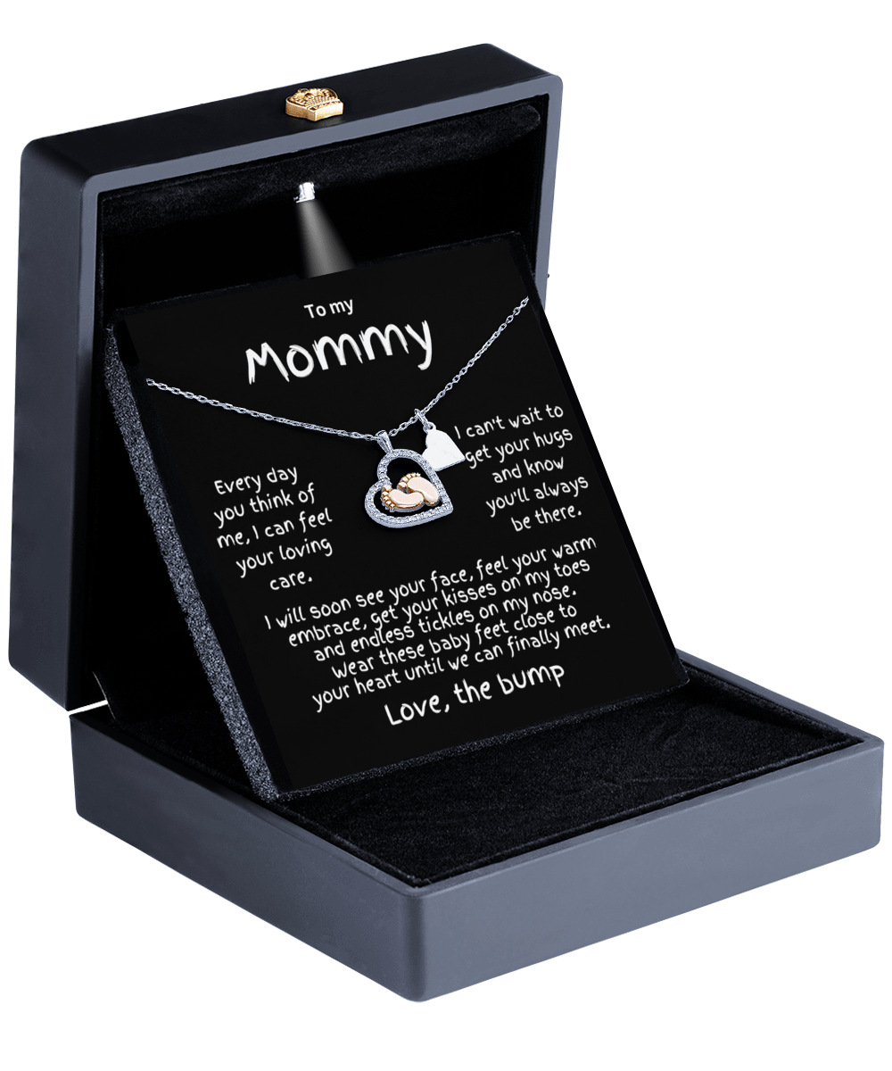 Expectant Mom Pregnancy Gift First Mother's Day Baby Shower Baby Feet Charm Necklace Love, The Bump - Mallard Moon Gift Shop