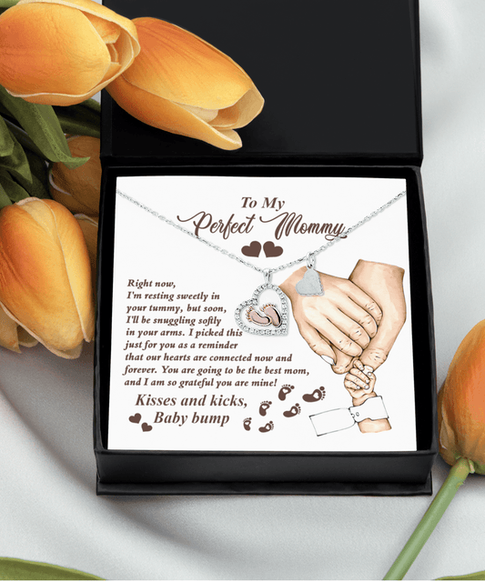 Expectant Mom’s Delight: Baby Feet Silver Pendant Necklace - Kisses and Kicks from Tummy - Mallard Moon Gift Shop