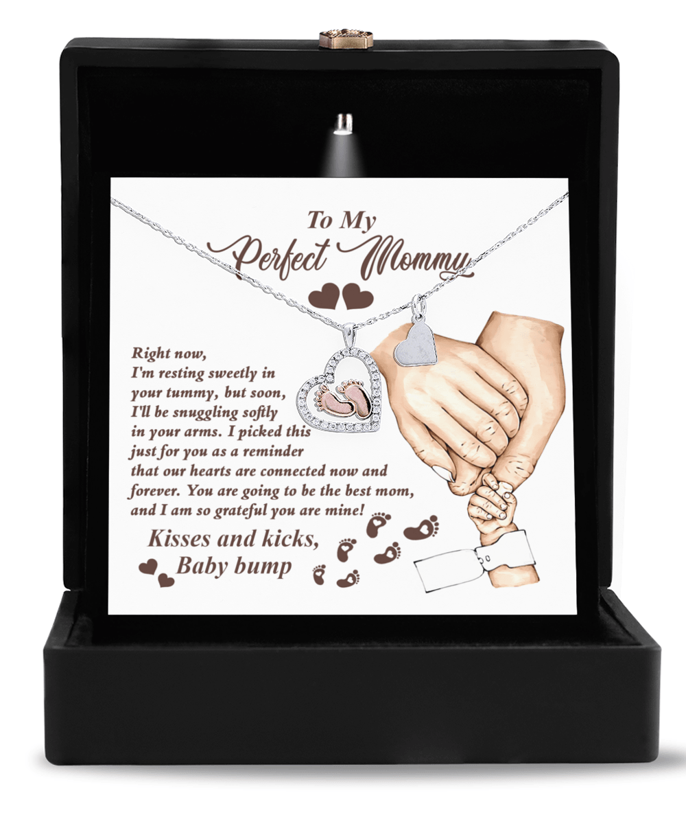 Expectant Mom’s Delight: Baby Feet Silver Pendant Necklace - Kisses and Kicks from Tummy - Mallard Moon Gift Shop