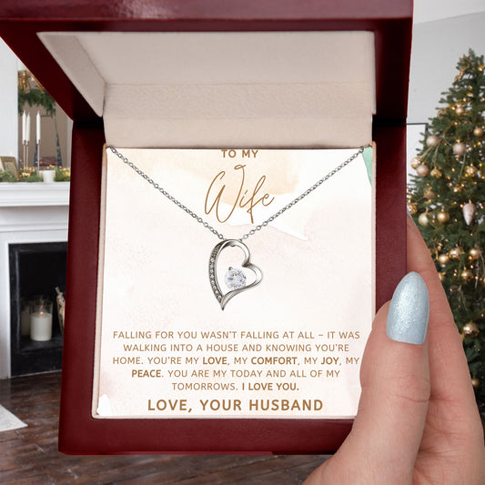 To My Wife - My Love, My Comfort, My Joy - Forever Love Heart Pendant Necklace