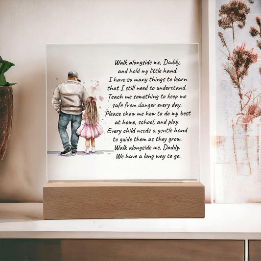 Father and Daughter Walk Alongside Me, Daddy Personalized Acrylic Plaque - Mallard Moon Gift Shop