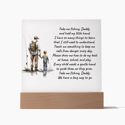 Father and Son Take me Fishing Daddy Personalized Acrylic Plaque - Mallard Moon Gift Shop