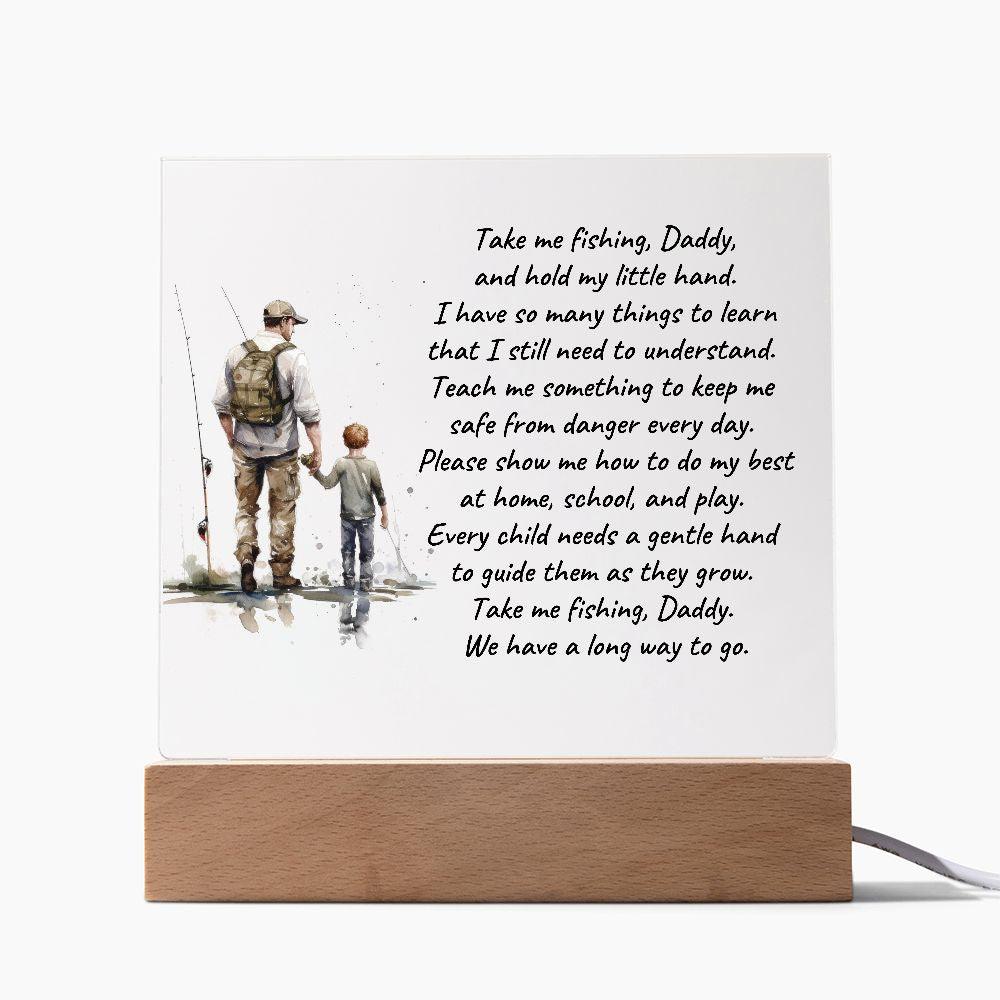 Father and Son Take me Fishing Daddy Personalized Acrylic Plaque - Mallard Moon Gift Shop