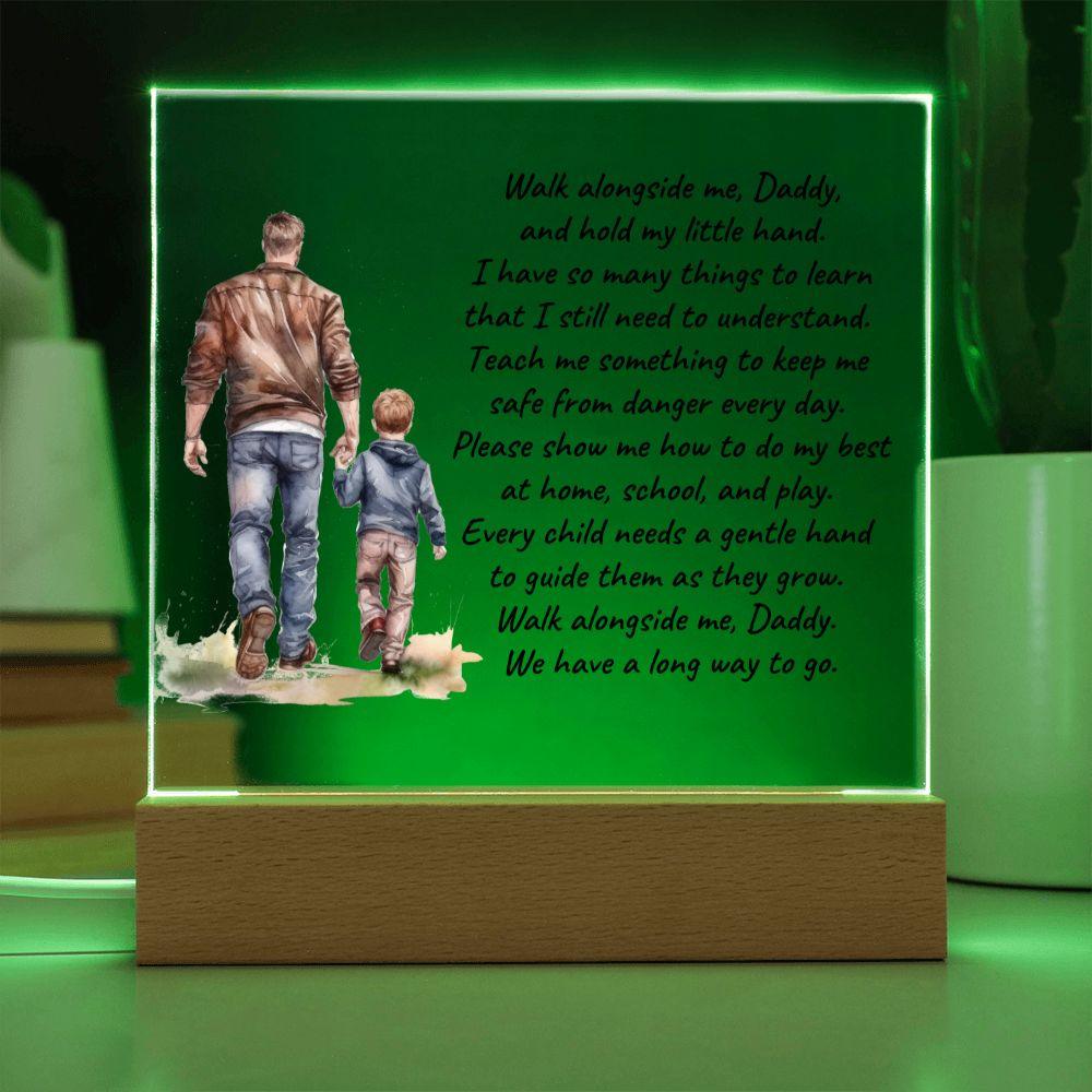 Father and Son Walk Alongside Me, Daddy Personalized Acrylic Plaque - Mallard Moon Gift Shop