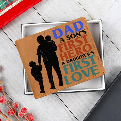 Father Gift Dad First Hero First Love Leather Wallet - Mallard Moon Gift Shop