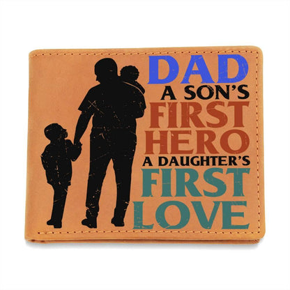 Father Gift Dad First Hero First Love Leather Wallet - Mallard Moon Gift Shop