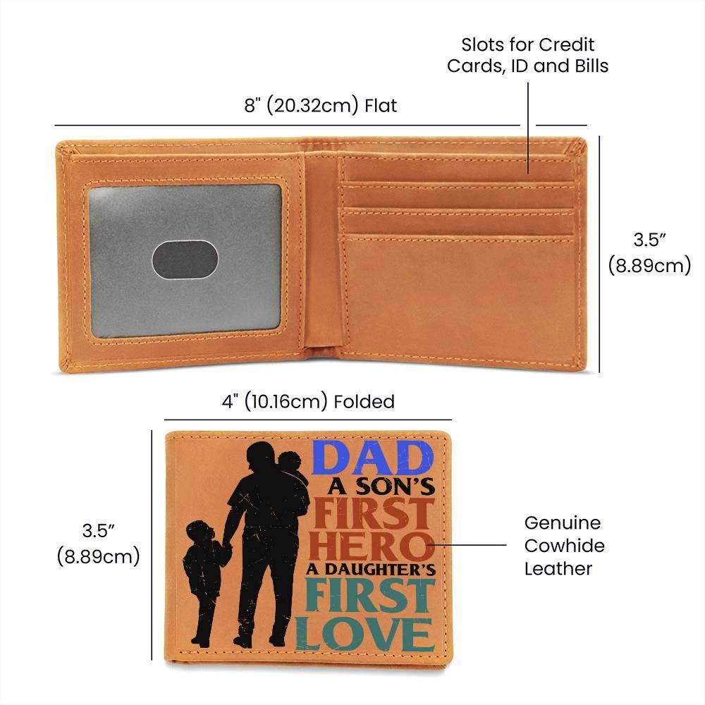 Father Gift Dad First Hero First Love Leather Wallet - Mallard Moon Gift Shop