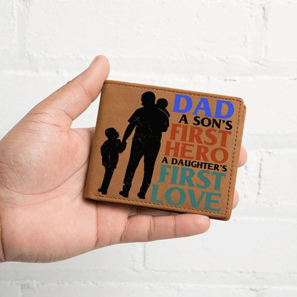 Father Gift Dad First Hero First Love Leather Wallet - Mallard Moon Gift Shop