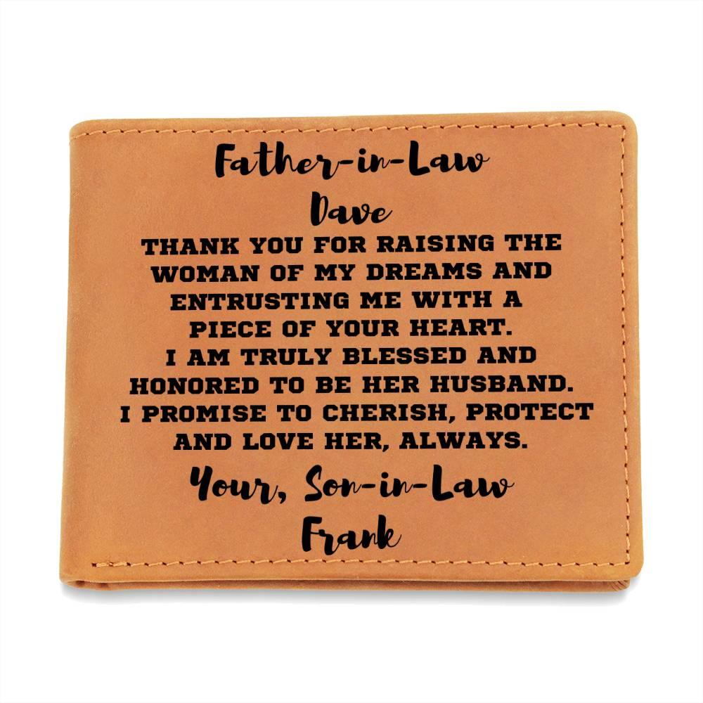 Father-in-Law Gift from Son-in-Law Personalized Leather Wallet - Mallard Moon Gift Shop