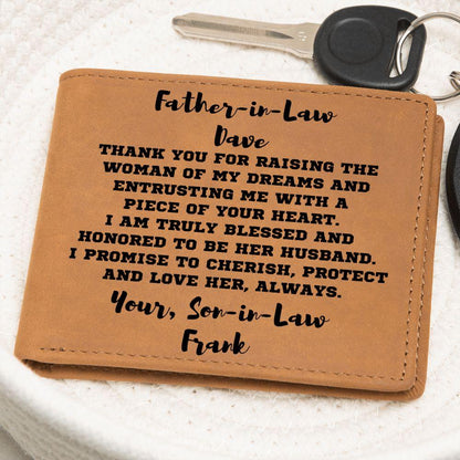Father-in-Law Gift from Son-in-Law Personalized Leather Wallet - Mallard Moon Gift Shop