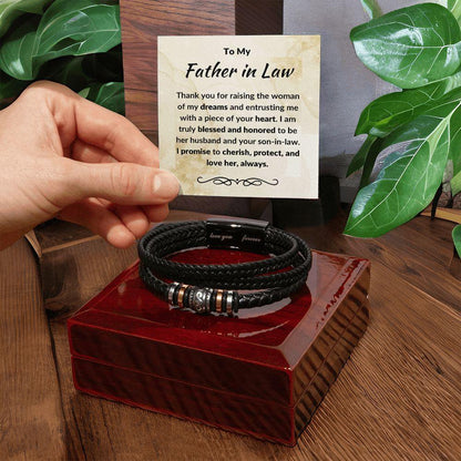 Father in Law Gift from Son In Law Vegan Leather Bracelet - Mallard Moon Gift Shop