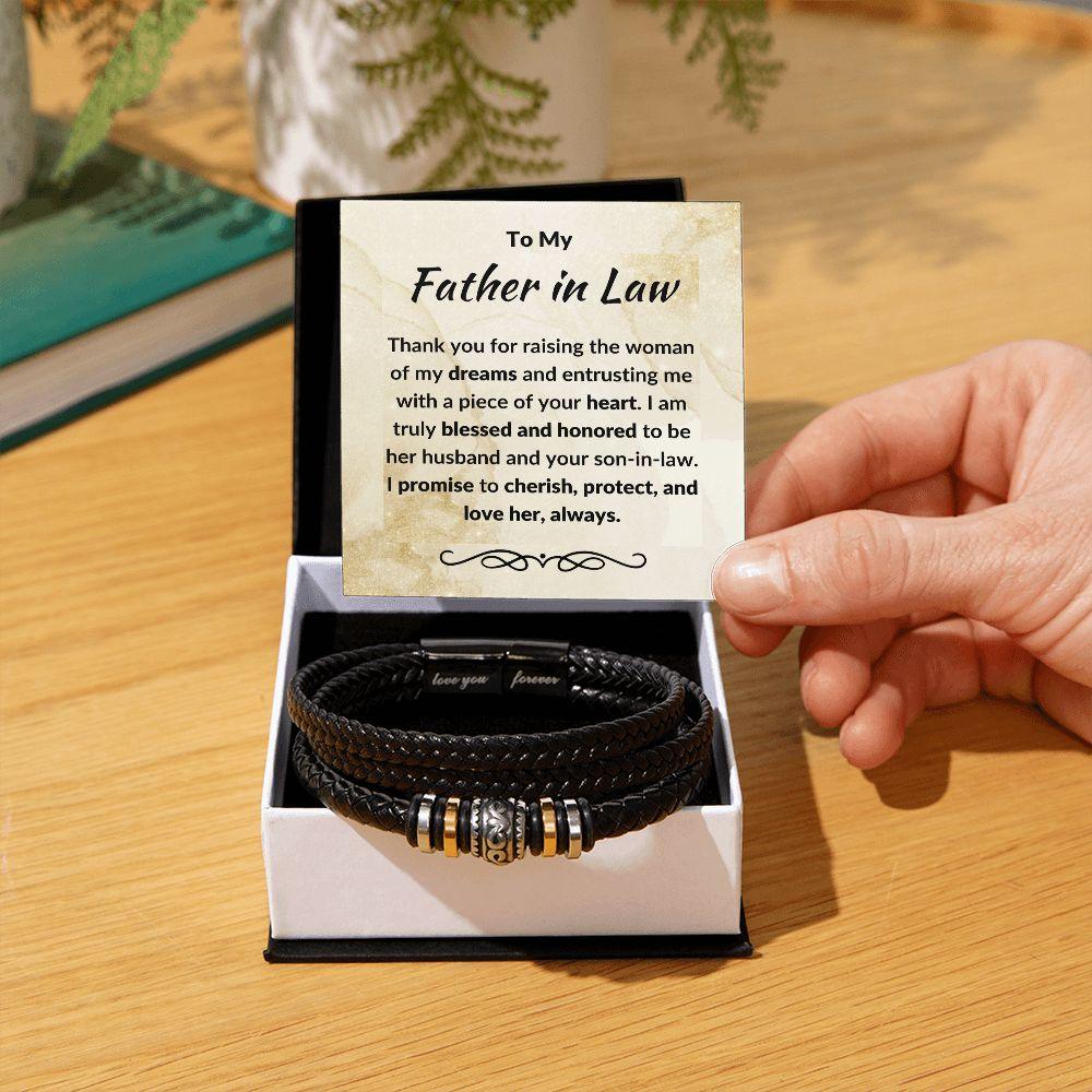 Father in Law Gift from Son In Law Vegan Leather Bracelet - Mallard Moon Gift Shop