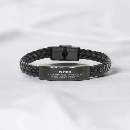 Father Long Distance Relationship No matter the miles that separate us, Our Bond Remains Unbreakable Braided Leather Bracelet Birthday Father's Day Christmas Unique Gifts - Mallard Moon Gift Shop