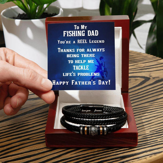 Father's Day Gift for Fisherman Dad Braided Leather Bracelet - Mallard Moon Gift Shop