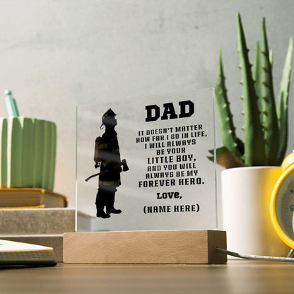 Firefighter Dad You Are My Forever Hero Personalized Acrylic Plaque - Mallard Moon Gift Shop