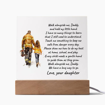 Firefighter Father and Daughter Walk with Me Personalized Acrylic Plaque - Mallard Moon Gift Shop