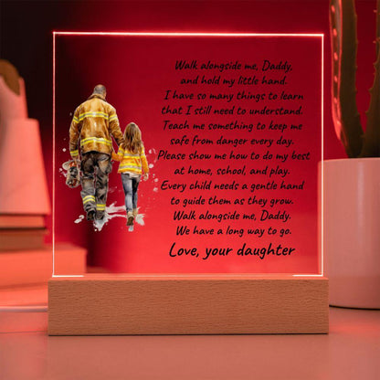 Firefighter Father and Daughter Walk with Me Personalized Acrylic Plaque - Mallard Moon Gift Shop