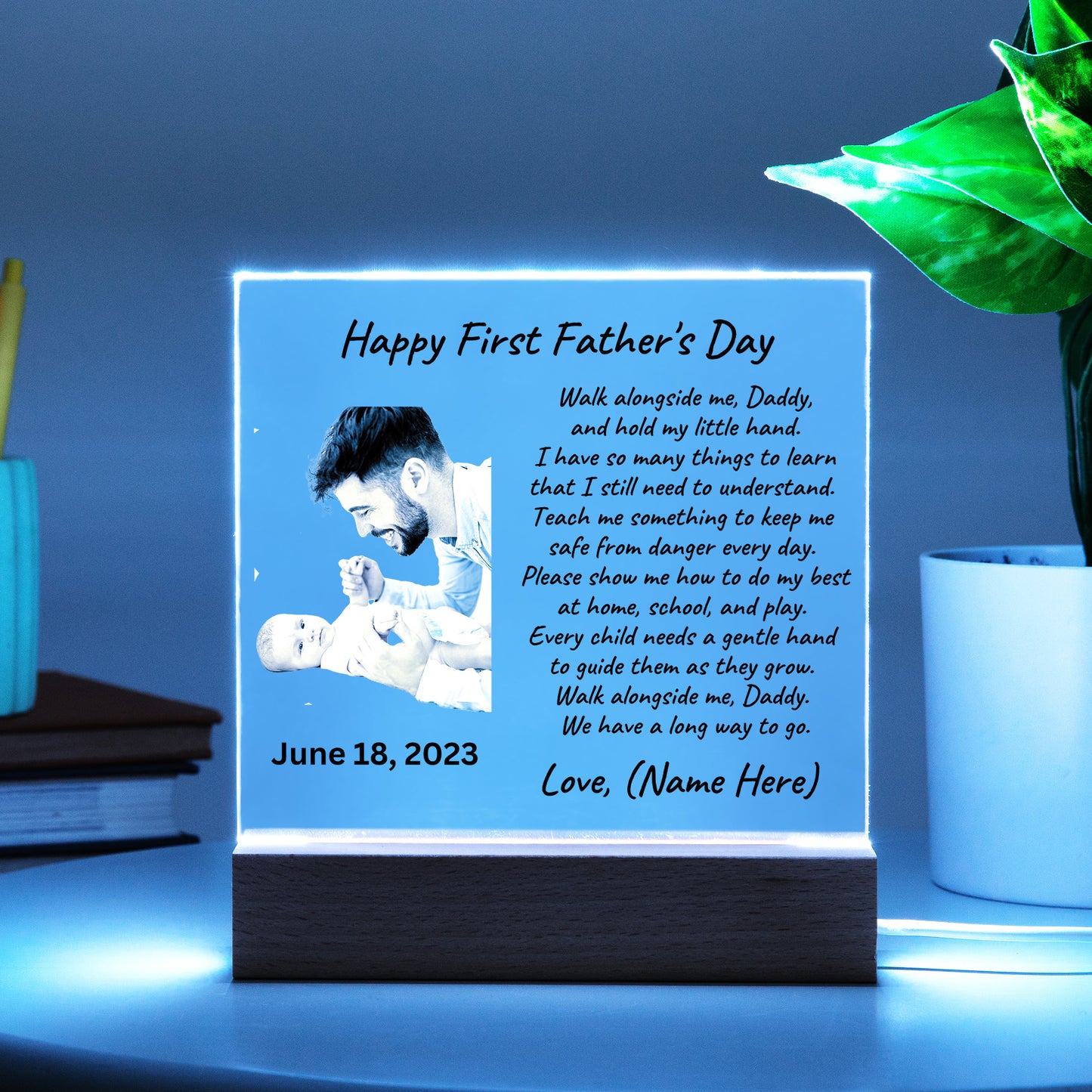 First Father's Day Custom Photo Upload Acrylic Plaque