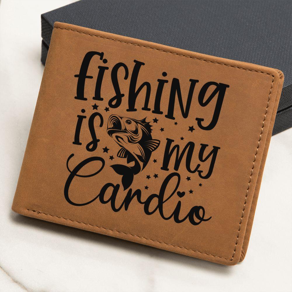 Fishing is My Cardio Leather Wallet - Mallard Moon Gift Shop