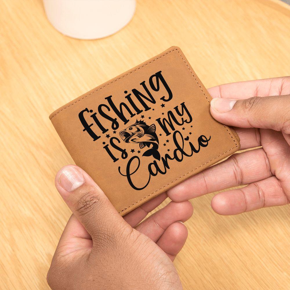 Fishing is My Cardio Leather Wallet - Mallard Moon Gift Shop